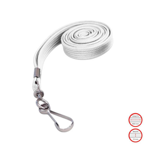 Picture of LANYARD 10MM WITH SWIVEL HOOK WHITE - 90CM LENGTH